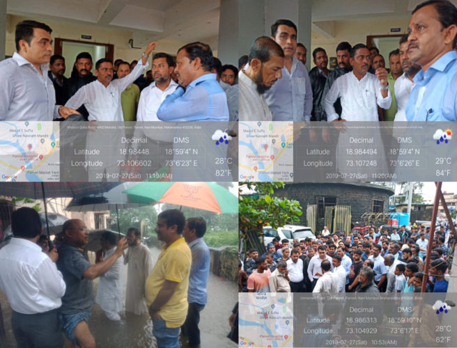 [:hi]संततधार पावसाने संपूर्ण मुंबईला झपाटले असताना पनवेल येथे अनेक ठिकाणी पावसाच्या सरींनी धुमाकूळ घातला आहे. अशा परिस्थितीत इतर प्रशासकीय मान्यवरांसह पाहणी करून संपूर्ण परिस्थितीचा आढावा घेतला.[:]