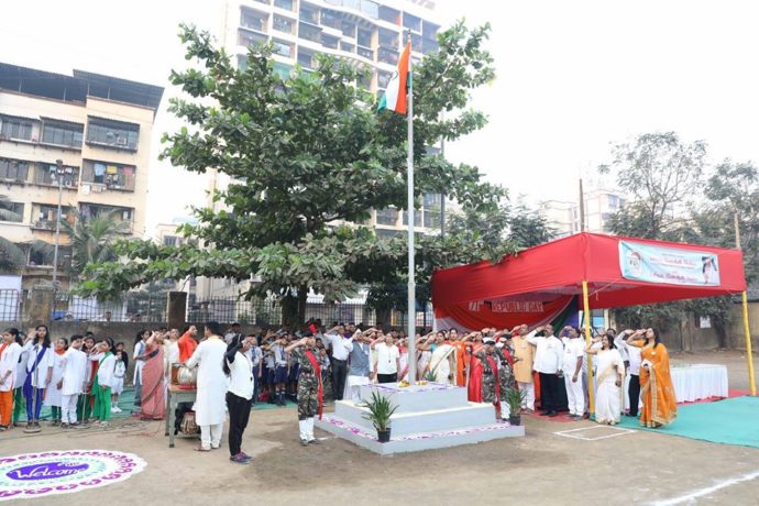 [:en]Flag hoisting ceremony on the eve of 71st Republic Day was organised at Loknete Ramsheth Thakur English Medium School at Kamothe. At the time swvwra koschool children performed several types of eye catching drills.[:hi]लोकनेते रामशेठ ठाकूर इंग्लिश मिडीयम स्कूल, कामोठे येथे ७१व्या प्रजासत्ताक दिनानिमित्त ध्वजारोहण करण्यात आले. याप्रसंगी विद्यार्थ्यांनी अतिशय नेत्रदीपक अशा विविध कला सादर केल्या![:] 1