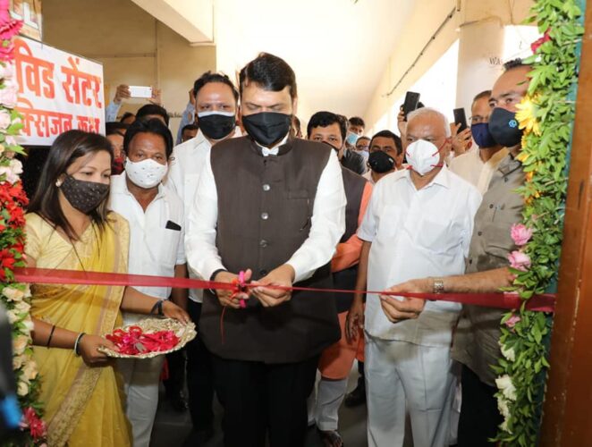 [:en]Devendra Fadnavis inaugurated the Covid Care Center at Ulwe Node, to provide cure to the increase in Covid pandemic patients., on Sunday 02/05/2021 with the efforts of MLA Mahesh Baldi. On this occasion, Leader of Opposition in the Legislative Council Pravin Darekar, Loknete MP Hon'ble Shri Ramsheth Thakur, MLA Adv. Ashish Shelar, MLA Shri. Ravi Sheth Patil, BJP office bearers and activists were also present. This Vivid care center will benefit the local residents in this difficult situation. [:hi]कोरोना विषाणूंचा वाढता संसर्ग पाहता कोव्हीड केअर सेंटर उभारण्यात यावे यानुसार आमदार Mahesh Baldi यांच्या प्रयत्नाने उलवे नोड येथे कोविड केअर सेंटरचे उद्घाटन Devendra Fadnavis साहेब यांच्या हस्ते  पार पडले. या प्रसंगी विधानपरिषदेचे विरोधीपक्ष नेते प्रविण दरेकर , लोकनेते खासदार मा.श्री.रामशेठ ठाकूर , आमदार  ॲड. आशिष शेलार , आमदार श्री.रवीशेठ पाटील, पदाधिकारी व कार्यकर्तेही उपस्थित होते.[:] 1